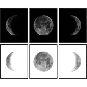 ALAYRA Moon Poster - Moon Wall Art, Phases Of The Moon Wall Decor, Moon Phase Picture, Moon Cycle Art Prints, Vintage Black and White Night Moon Phases Posters for Bedroom Decoration (8x10 UNFRAMED) 0