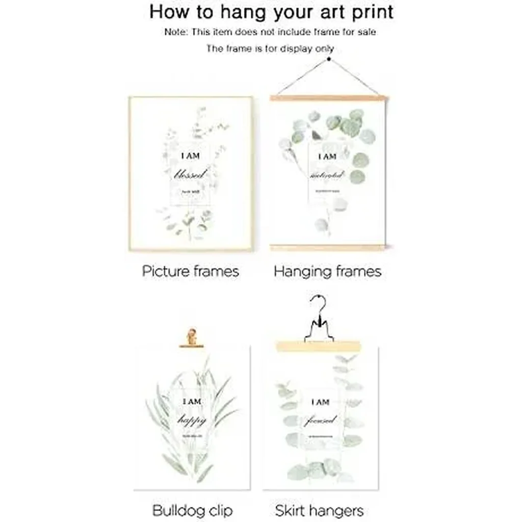 ALAYRA Motivational Botanical Plants Wall Art Prints Set of 4 Boho Sage Green Leaf Eucalyptus with Encouragement Words Decor Canvas Posters(8"x10" UNFRAMED) Motivational Leaf Art 01 - Image 2