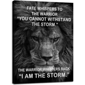 ALAYRA Motivational Canvas Office Wall Art Lion Inspirational Picture Animal Print Poster Painting Modern Inspiring Artwork Living Room Bedroom Office Decor Frame Ready to Hang18" W x 24" H 01