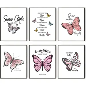 ALAYRA Motivational Positive Butterfly Wall Art Prints Inspirational Quotes Canvas Poster Gallery Wall Art Picture Wall Decor Gift Girls Boys Teenager Bedroom Decoration (8"x10" UNFRAMED) 01