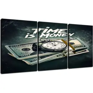 ALAYRA Motivational Wall Art Time is Money Poster Quotes Wall Decor Inspirational Success Picture Prints for Living Room Bedroom Office Bathroom Canvas Framed Art Decoration Ready to Hang 60''Wx 28''H