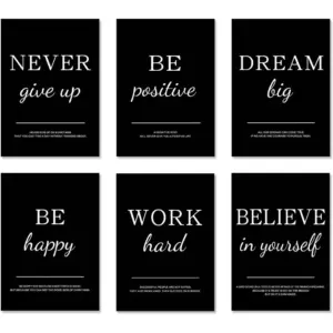 ALAYRA Motivational Wall Art-Office Wall Decor-Inspirational Wall Art Picture-Positive Quotes Poster Prints Wall Decor for Bedroom (8x10, Set of 6, No Frame) 01