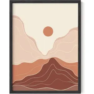 ALAYRA Mountain Wall Art Terracotta Decor - Mid Century Modern Wall Decor Boho Mountain Art Boho Art Wall Decor Modern Art Wall Decor Mountain Wall Decor 12" x 16" UNFRAMED 01