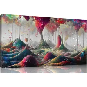 ALAYRA Mountain Wall-Decor - Graffiti Poster Wall Art - Abstract Canvas Wall Art For Living Room Ready To Hang Size 40" x 20" 01