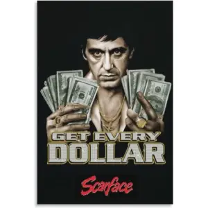 ALAYRA Movie Posters Scarface Poster (1) Money Bills Motivational Posters Canvas Wall Art Prints for Wall Decor Room Decor Bedroom Decor Gifts Posters 12x18inch(30x45cm) Unframe-style 01