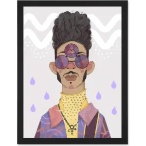 ALAYRA Musical Icon Prince Symbol Rain Large Black Framed Art Print Wall Poster 18x24 inch 01