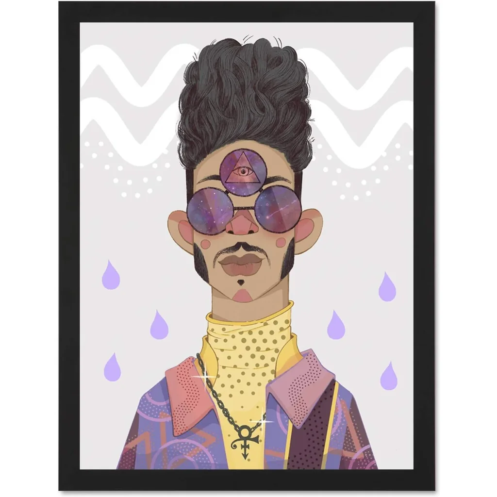 ALAYRA Musical Icon Prince Symbol Rain Large Black Framed Art Print Wall Poster 18x24 inch 01