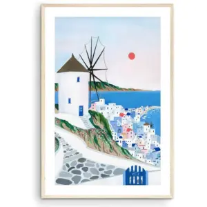 ALAYRA Mykonos Art Print, Greece, Mykonos Wall Art, Travel Print, Travel Poster, Europe Print, Wall Decor, Housewarming Gift (Unframed) (12x18) 01