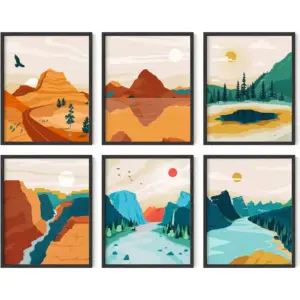 ALAYRA National Parks Posters Landscape Pictures Wall Art Nature Prints Mountain Painting Wall Art Abstract Nature Wall Art Scandinavian Wall Art Mountains Painting Wall Art UNFRAMED, 8x10 01