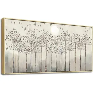 ALAYRA Natural Wood Framed Canvas Wall Art For Living Room Large Wall Decorations For Bedroom Room Office Wall Decor Abstract Scenery Wall Painting Prints Pictures Artwork Home Boho Wall Decor 01