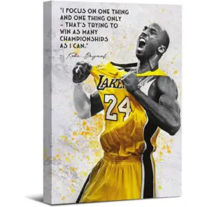 ALAYRA NBA Basketball Sports Wall Art, Inspirational Quotes Poster Office Wall Decor, Kobe Posters Art Mamba Mentality Canvas Picture Artwork for Boys Room Kids Bedroom Home Decoration 16x24" 01