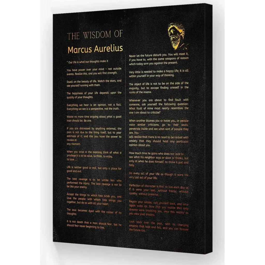 ALAYRA Neteydey Marcus Aurelius Poster Canvas Framed Inspirational Pictures Wall Art Retro Prints Marcus Aurelius Quotes Wall Art Painting for Living Room Decor (12x18in, Framed) 01