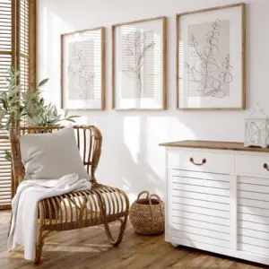 ALAYRA Neutral Botanical Prints Wall Art Flower Minimalist Canvas Wall Decor Vintage Line Wall Art Floral Plant Painting Pictures Beige Boho Artwork Farmhouse Poster for Bedroom 24x36 Inch Unframed Se