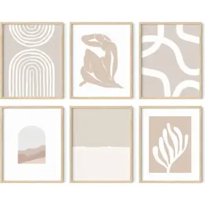 ALAYRA Neutral Wall Art, Beige Wall Decor, Beige Wall Art, Wall Art Modern Abstract, Matisse Poster, Matisse Prints, Geometric Wall Art, Mid Century Modern Wall Art, Boho Art (Unframed 8x10) 01