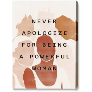 ALAYRA Never Apologize for Being A Powerful Woman Canvas Wall Art Black Women Feminist Quote Canvas Artwork Picture Poster Decor for Home Bedroom Living Room Girl Room Office 12 x 15 Inch 01
