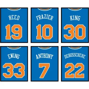 ALAYRA New York Knicks Wall Art - Basketball Poster Set of 6 (8x10") Unframed for Walls and Room Decor 01