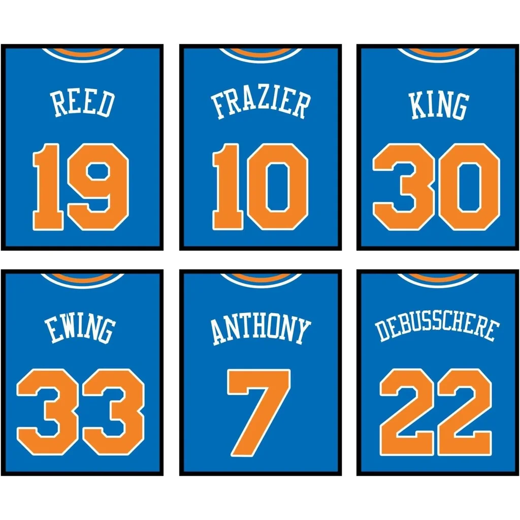 ALAYRA New York Knicks Wall Art - Basketball Poster Set of 6 (8x10") Unframed for Walls and Room Decor 01