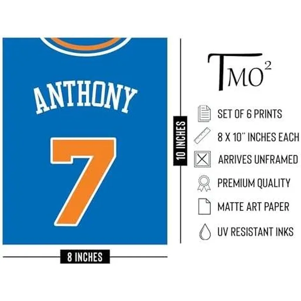 ALAYRA New York Knicks Wall Art - Basketball Poster Set of 6 (8x10") Unframed for Walls and Room Decor 01 - Image 2