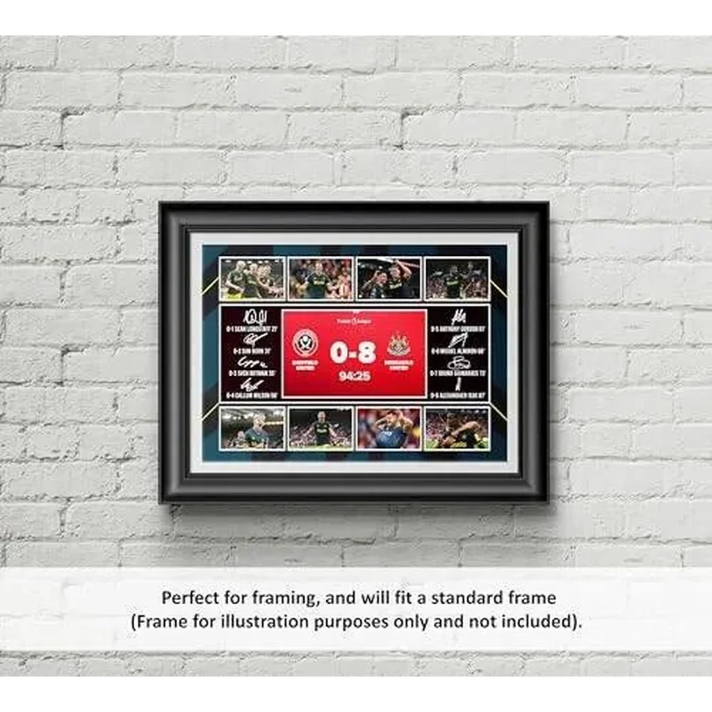 ALAYRA Newcastle United 8-0 Celebration All Goalscorers Signed A4 Montage Photo Print Pre Printed Signature Autograph Football Gift 01 - Image 3
