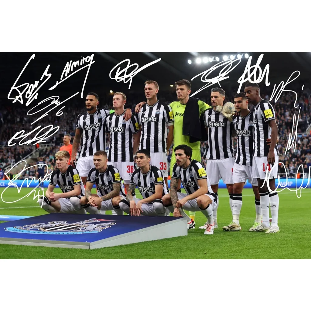 ALAYRA Newcastle United Team Line Up v PSGA Champions League Team Multi Signed 12x8 Inch Photo Print Pre Printed Signature Autograph Football Gift 01