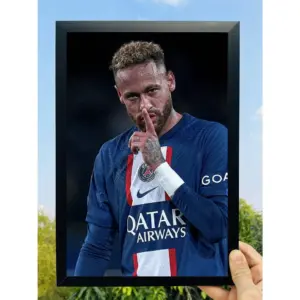ALAYRA Neymar Jr Paris Saint-Germain Football Club Framed Poster (8 x 12 Inches) For Room Decor/Gifting/For Football Fans/For PSG Fans 01