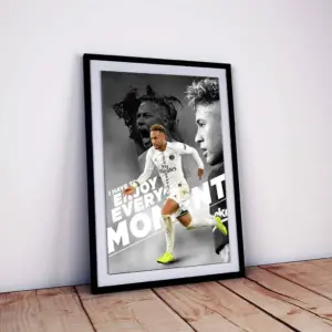 ALAYRA Neymar jr Poster Framed Wall Hanging Decorative Item (Multicolour, 12 X 18 inch, Framed) 01