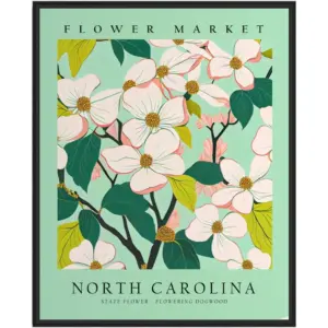 ALAYRA North Carolina Flower Market Art Print, Flowering Dogwood Flower Wall Art, Floral Artwork Decor for Bedroom, Kitchen, Bathroom, Natural Pastel Color Poster (11x14 inches (Unframed)) 01