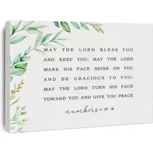 ALAYRA Numbers 6 24 - 26 Bible Verse Canvas Print Decor May the Lord Bless You and Keep You Wall Painting Posters Artwork Modern Home Office Decoration 12X15 (Framed) 01