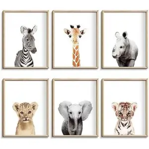 ALAYRA Nursery Baby Room Wall Art Decor, Jungle Nursery Baby Animals Nursery Decorations, Cute Nursery Safari Decor Baby Bedroom Decorate(8"x10", UNFRAMED)(Jungle) 01