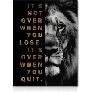 ALAYRA NymphFable Inspirational Lion Wall Decor Poster Black and Gold Positive Wall Poster for Office Gym Bedroom Decor 12x16 in Unframed 01