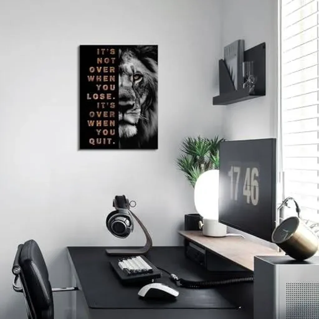 ALAYRA NymphFable Inspirational Lion Wall Decor Poster Black and Gold Positive Wall Poster for Office Gym Bedroom Decor 12x16 in Unframed 01 - Image 2