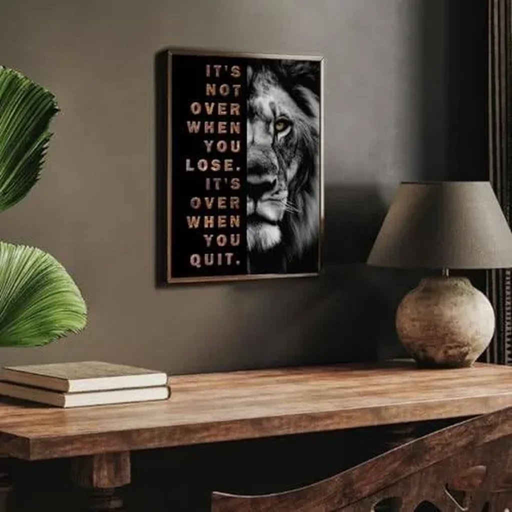 ALAYRA NymphFable Inspirational Lion Wall Decor Poster Black and Gold Positive Wall Poster for Office Gym Bedroom Decor 12x16 in Unframed 01 - Image 4