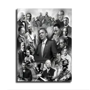 ALAYRA Obama Malcolm X and Martin Luther King Poster Great Black History Month Vintage Art Home Office Decor Canvas Print African American Men Wall Art-YangTing (Obanma, 12x16inch-unframed) 01