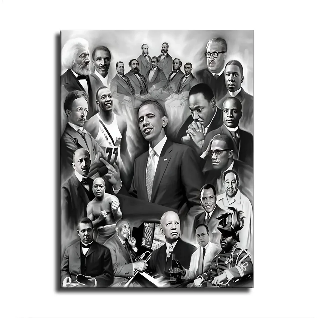ALAYRA Obama Malcolm X and Martin Luther King Poster Great Black History Month Vintage Art Home Office Decor Canvas Print African American Men Wall Art-YangTing (Obanma, 12x16inch-unframed) 01