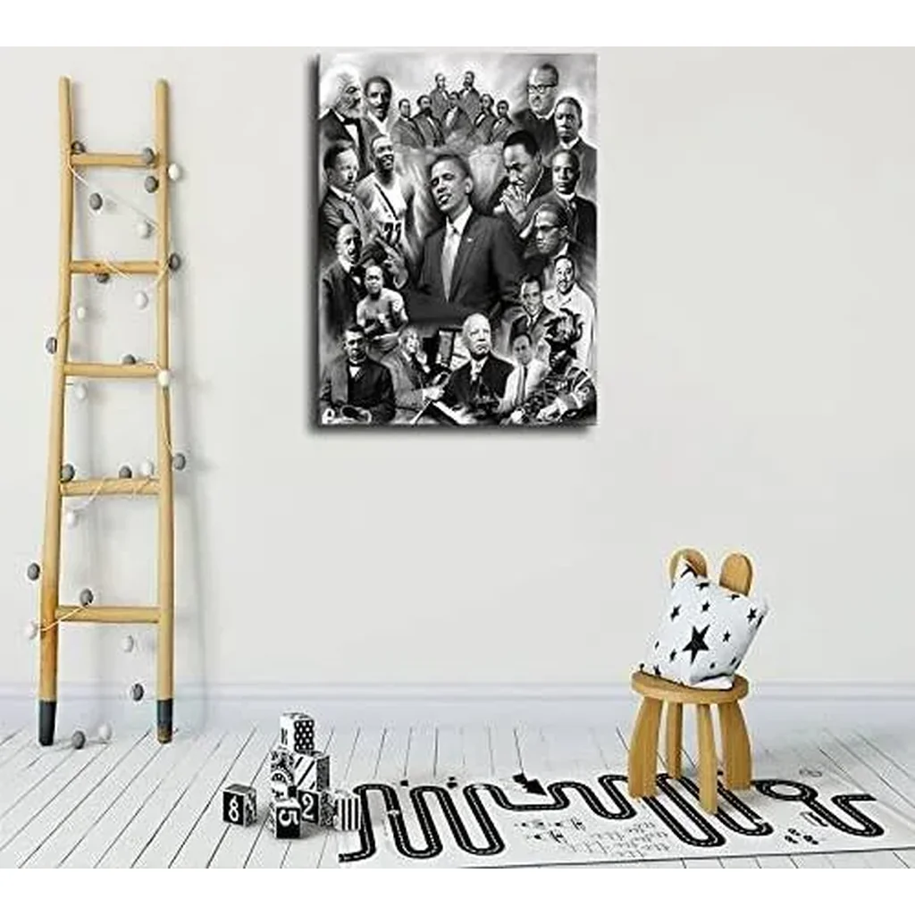 ALAYRA Obama Malcolm X and Martin Luther King Poster Great Black History Month Vintage Art Home Office Decor Canvas Print African American Men Wall Art-YangTing (Obanma, 12x16inch-unframed) 01 - Image 2