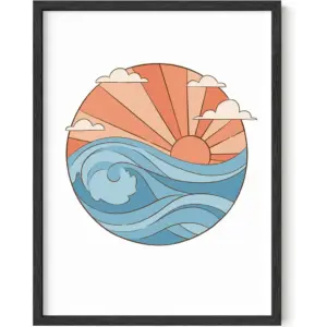 ALAYRA Ocean Wave Wall Art Waves Poster - Vintage Great Wave Poster Beachy Room Decor for Teens Vintage Beach Posters of Japanese Wave Art Beach Decor UNFRAMED 12"x16" 01