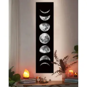 ALAYRA Ohhvvow Zunniu Moon Phase Wall Art Painting, Black and White Moon Canvas Print Poster Wall Art Decoration for Bedroom Living room (Black unframed) 01