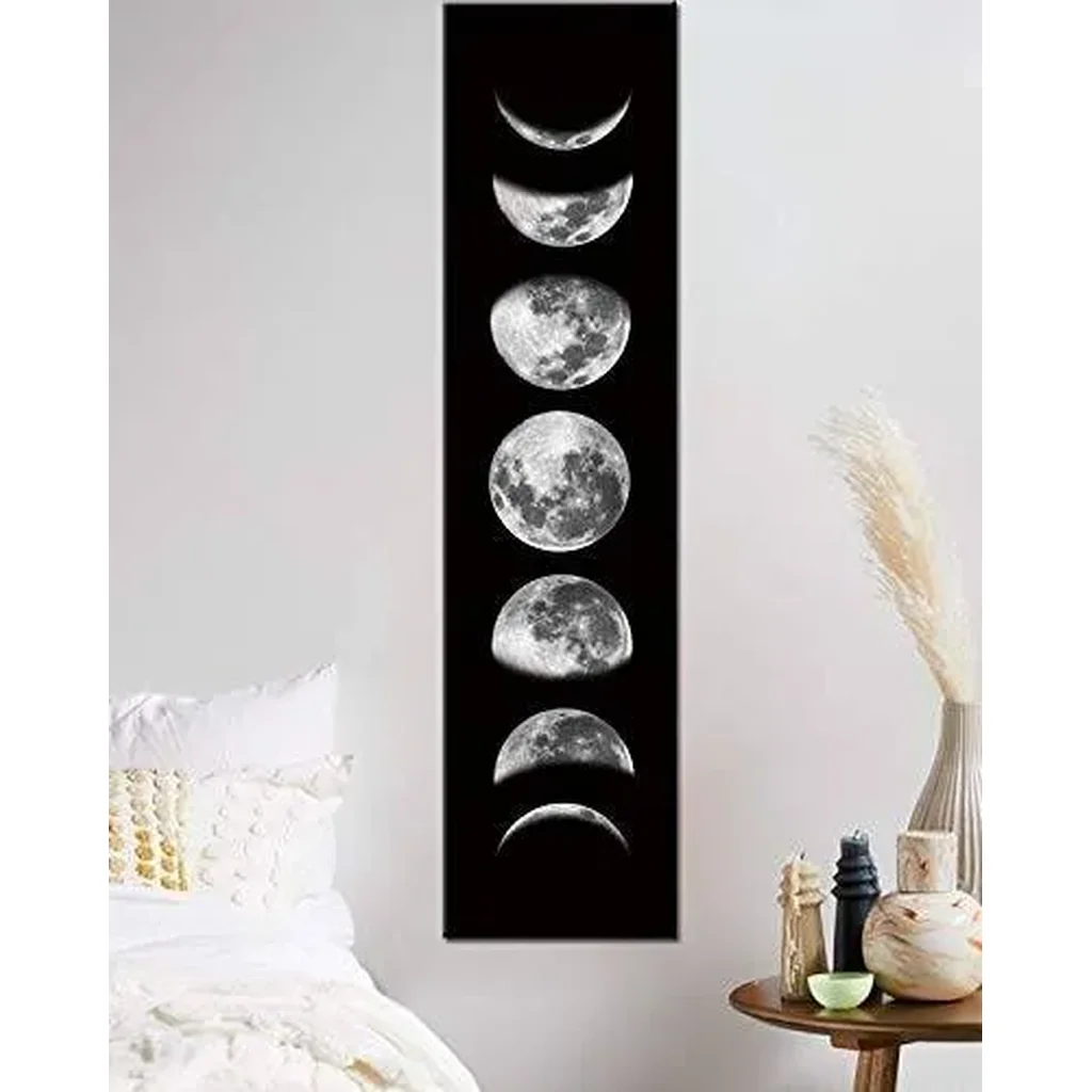 ALAYRA Ohhvvow Zunniu Moon Phase Wall Art Painting, Black and White Moon Canvas Print Poster Wall Art Decoration for Bedroom Living room (Black unframed) 01 - Image 4