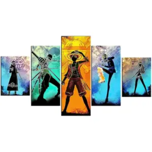 ALAYRA One Piece Poster Anime Canvas Luffy 5 Pieces HD Print Painting Decoration Pictures Modern for Living Bathroom Dining Room Home Decor Unframed 01