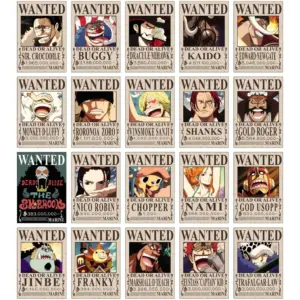 ALAYRA One Piece Wanted postersSet of 21 one piece Bounty posters for wallSelf Adhesive8.3x12 InchesAnime Posters For Room(Post Wano Bounties) (Post-Timeskip) 01