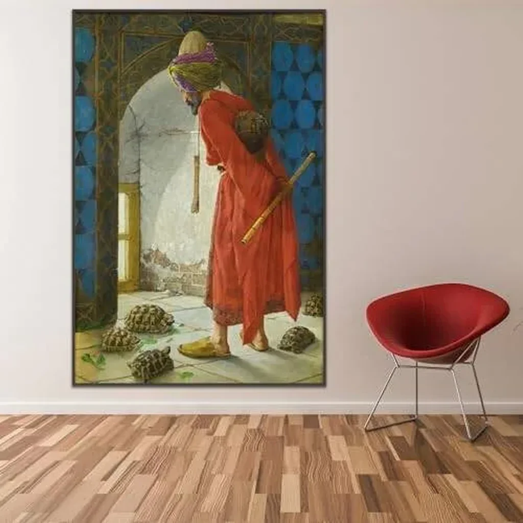 ALAYRA Osman Hamdi Bey Poster - The Tortoise Trainer Canvas Wall Art - Famous Impressionist Painting - Vintage Poster - Bedroom Bathroom Living Room Wall Decor Unframed(12x18in/30x45cm) 01 - Image 2