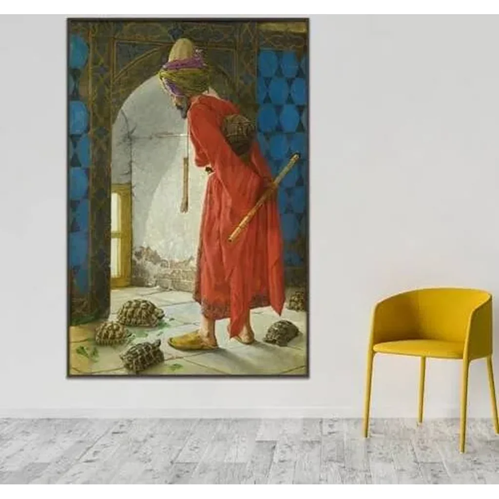 ALAYRA Osman Hamdi Bey Poster - The Tortoise Trainer Canvas Wall Art - Famous Impressionist Painting - Vintage Poster - Bedroom Bathroom Living Room Wall Decor Unframed(12x18in/30x45cm) 01 - Image 3