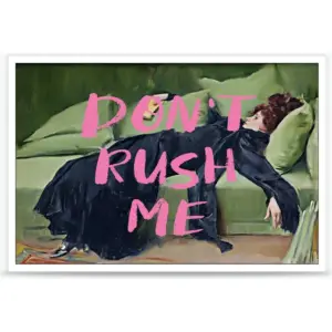 ALAYRA Oulores Don't Rush Me Canvas Wall Art Pink Graffiti Posters Vintage Victorian Gallery Girly Prints Painting Maximalist Wall Decor for Living Room Girly Room Girls' apartment 16x24in Unframed 01