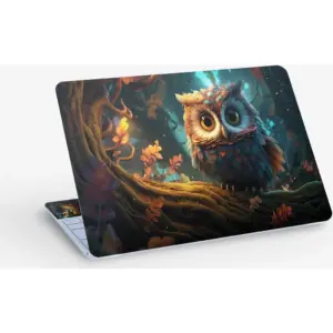ALAYRA Owl Animal Art, Laptop Skin Sticker Decal, 13.3 14 15 15.4 15.6 Inch Laptop Universal Vinyl Skin Sticker Cover, Dustproof, Waterproof, Decal Protector With Free 2 Wrist Pads 01