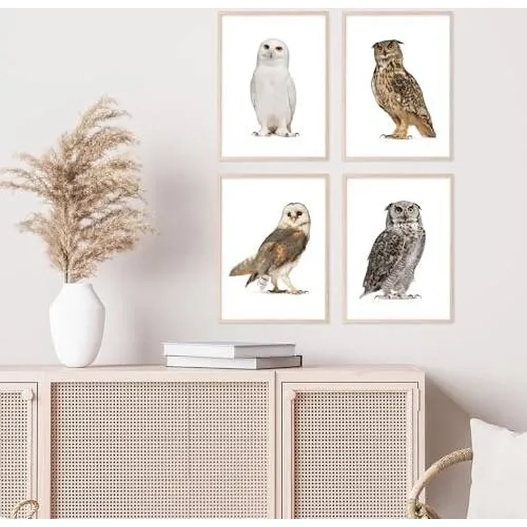 ALAYRA Owl Wall Art Owl Wall Decor - Set of 4 (8x10) Cute Owl Art Bird Art, Animal Poster Set Owl Print, Owl Animal Wall Art Owl Art Wall Decor - Bathroom Bedroom Owl Artwork - UNFRAMED 01 - Image 3