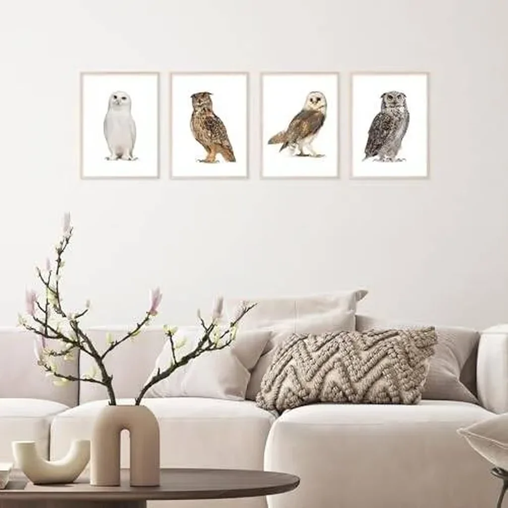 ALAYRA Owl Wall Art Owl Wall Decor - Set of 4 (8x10) Cute Owl Art Bird Art, Animal Poster Set Owl Print, Owl Animal Wall Art Owl Art Wall Decor - Bathroom Bedroom Owl Artwork - UNFRAMED 01 - Image 4