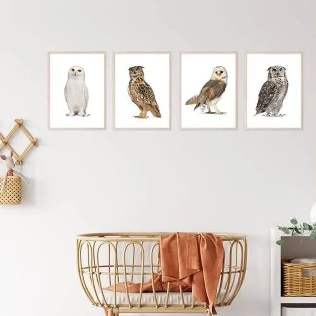 ALAYRA Owl Wall Art Owl Wall Decor - Set of 4 (8x10) Cute Owl Art Bird Art, Animal Poster Set Owl Print, Owl Animal Wall Art Owl Art Wall Decor - Bathroom Bedroom Owl Artwork - UNFRAMED 01 - Image 6