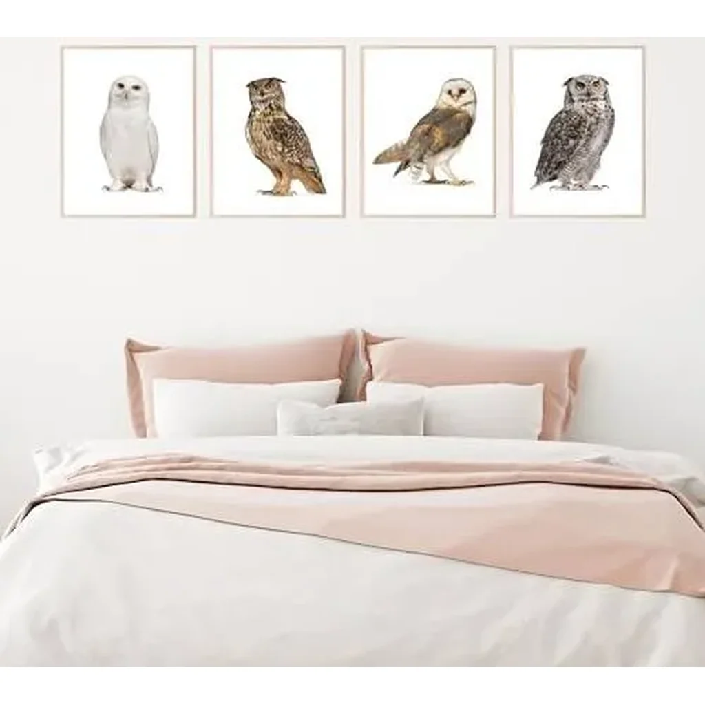 ALAYRA Owl Wall Art Owl Wall Decor - Set of 4 (8x10) Cute Owl Art Bird Art, Animal Poster Set Owl Print, Owl Animal Wall Art Owl Art Wall Decor - Bathroom Bedroom Owl Artwork - UNFRAMED 01 - Image 7