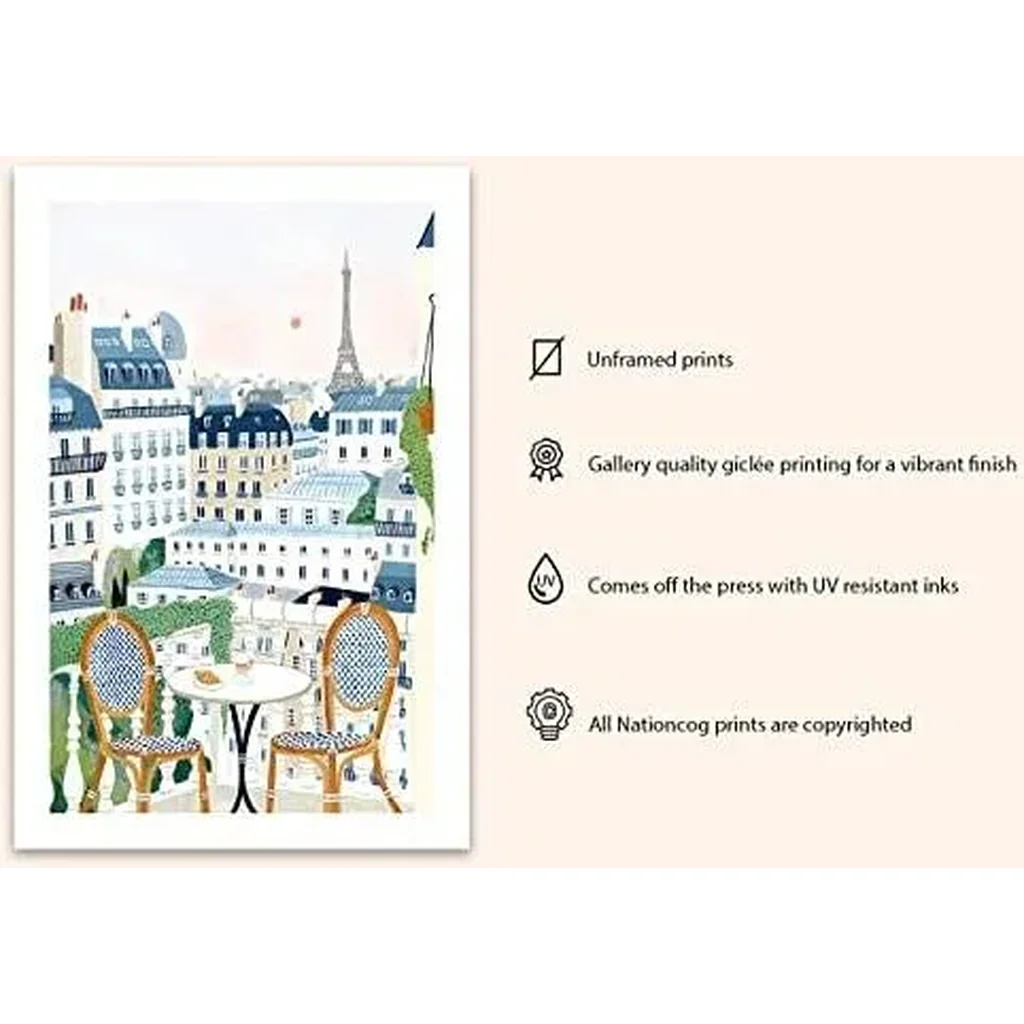 ALAYRA Paris Art Print, Eiffel Tower Wall Art, France, Parisian Poster, Paris Decor, Paris Gift, Travel Gift, Travel Poster, Europe, Housewarming (Unframed) (9x11) 01 - Image 3