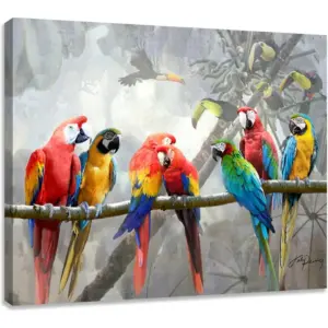 ALAYRA Parrot Wall art, Parrot Pictures for Walls, Parrot Decorations for Home, Cute Parrot Birds Canvas Prints Decor Bathroom Bedroom With Framed 16"x24" 01